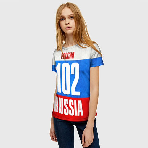 Женская футболка Russia: from 102 / 3D-принт – фото 3