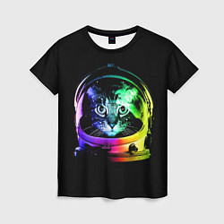 Футболка женская Кот космонавт, цвет: 3D-принт