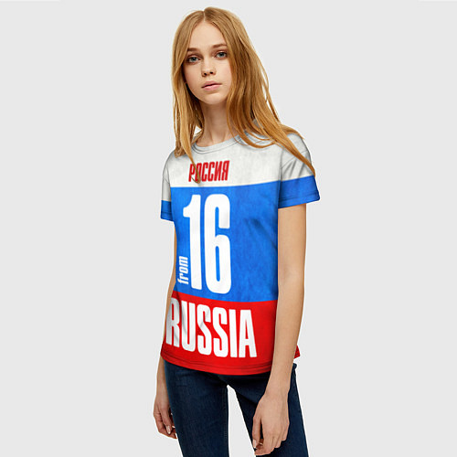 Женская футболка Russia: from 16 / 3D-принт – фото 3