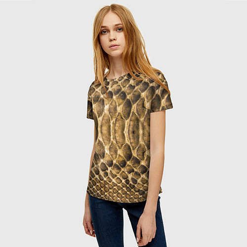 Женская футболка Змеиная кожа / 3D-принт – фото 3