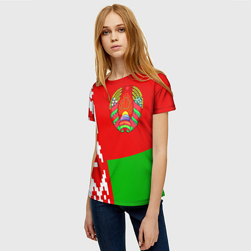Женская футболка Патриот Беларуси / 3D-принт – фото 3