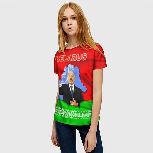 Женская футболка Беларусь - Александр Лукашенко / 3D-принт – фото 3