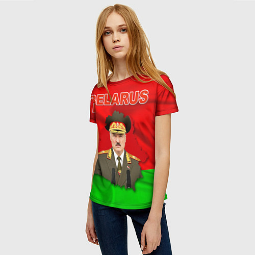 Женская футболка Александр Лукашенко - Беларусь / 3D-принт – фото 3