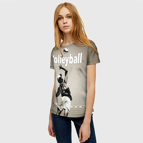 Женская футболка Волейбол - удар в прыжке / 3D-принт – фото 3