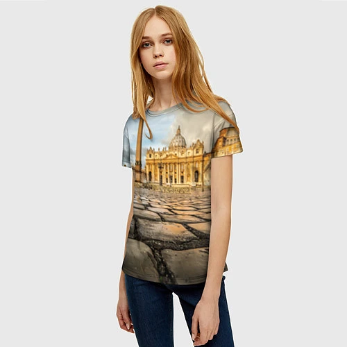 Женская футболка Площадь святого Петра / 3D-принт – фото 3
