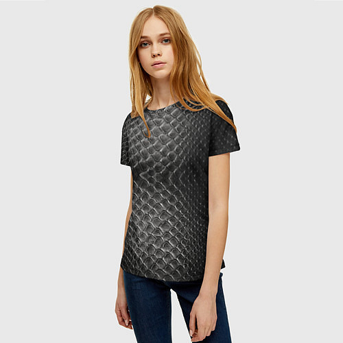 Женская футболка Черная кожа / 3D-принт – фото 3