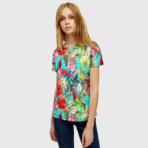 Женская футболка Тропический мир / 3D-принт – фото 3