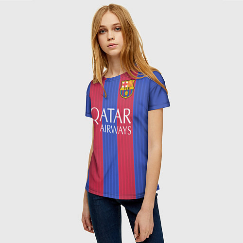 Женская футболка Barcelona: Qatar Airways / 3D-принт – фото 3