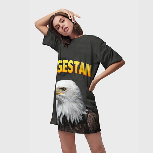 Женская длинная футболка Dagestan Eagle / 3D-принт – фото 3