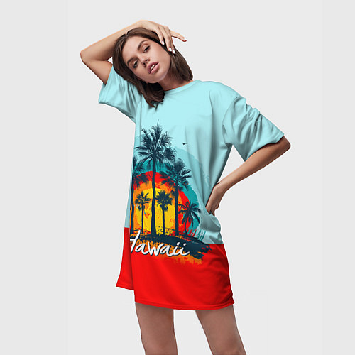 Женская длинная футболка HAWAII 6 / 3D-принт – фото 3