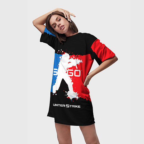 Женская длинная футболка CS:GO Colors / 3D-принт – фото 3