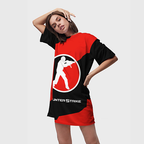 Женская длинная футболка CS:GO Red Style / 3D-принт – фото 3