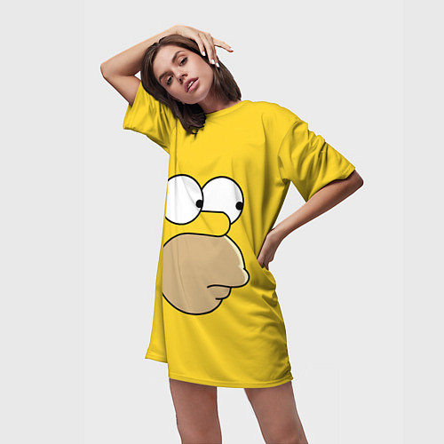 Женская длинная футболка Лицо Гомера / 3D-принт – фото 3