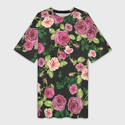 Женская длинная футболка Кусты из роз