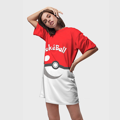 Женская длинная футболка Покеболл - Покемоны / 3D-принт – фото 3