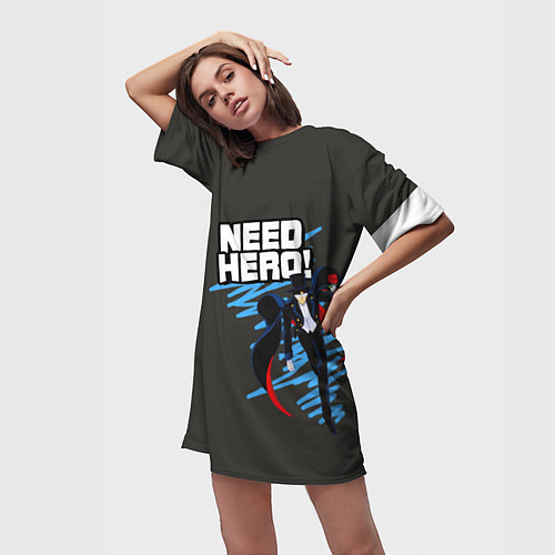 Женская длинная футболка I need a hero / 3D-принт – фото 3