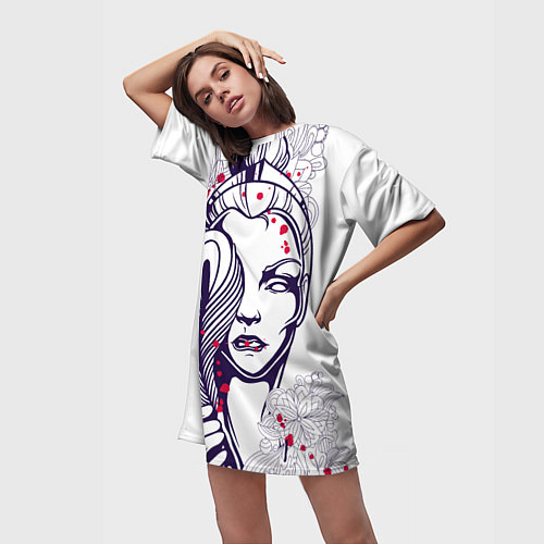 Женская длинная футболка Богиня / 3D-принт – фото 3