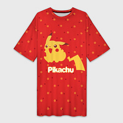 Футболка женская длинная Pikachu, цвет: 3D-принт