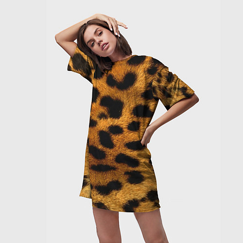 Женская длинная футболка Шкура леопарда / 3D-принт – фото 3