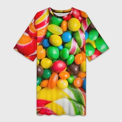 Женская длинная футболка Сладкие конфетки