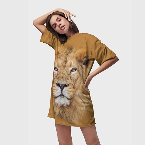 Женская длинная футболка Царский лев / 3D-принт – фото 3