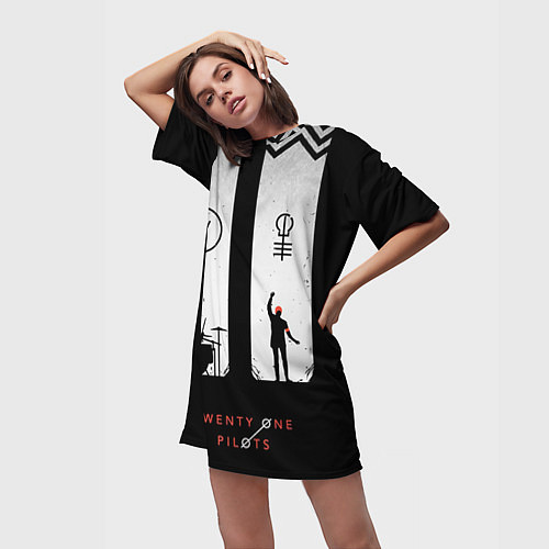 Женская длинная футболка Twenty One Pilots: Lines / 3D-принт – фото 3