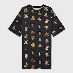 Футболка женская длинная One Piece. Pixel art pattern, цвет: 3D-принт