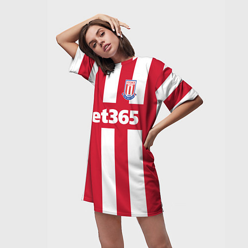 Женская длинная футболка Stoke City FC: Bet365 / 3D-принт – фото 3