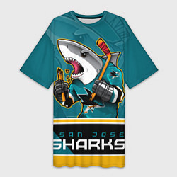 Футболка женская длинная San Jose Sharks, цвет: 3D-принт