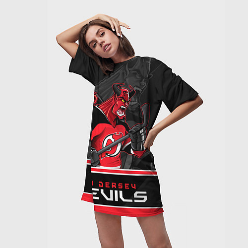 Женская длинная футболка New Jersey Devils / 3D-принт – фото 3