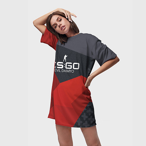 Женская длинная футболка CS:GO Evil Daimyo style / 3D-принт – фото 3