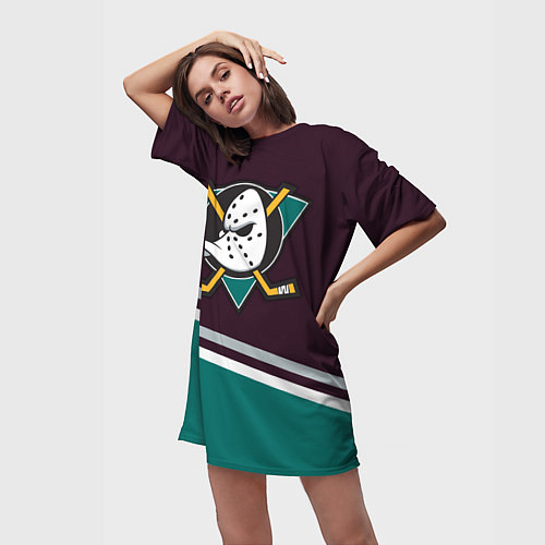 Женская длинная футболка Anaheim Ducks / 3D-принт – фото 3