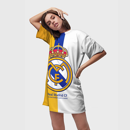 Женская длинная футболка Real Madrid CF / 3D-принт – фото 3