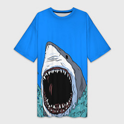 Футболка женская длинная Акулий рык, цвет: 3D-принт