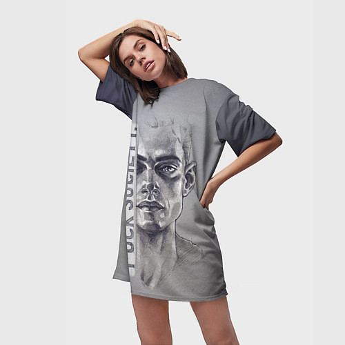 Женская длинная футболка Fuck Society / 3D-принт – фото 3