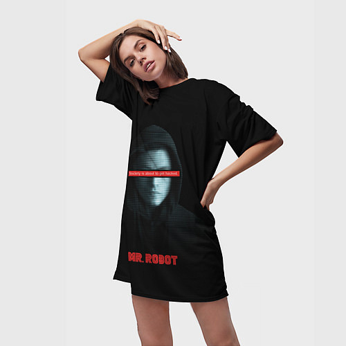 Женская длинная футболка Mr Robot / 3D-принт – фото 3
