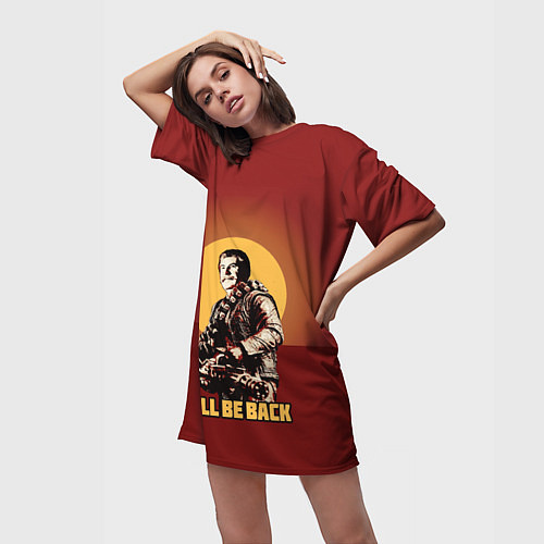 Женская длинная футболка Stalin: Ill Be Back / 3D-принт – фото 3