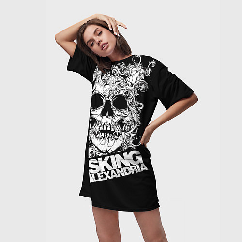 Женская длинная футболка Asking Alexandria / 3D-принт – фото 3