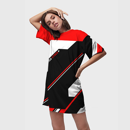 Женская длинная футболка CS:GO Cyrex Style / 3D-принт – фото 3
