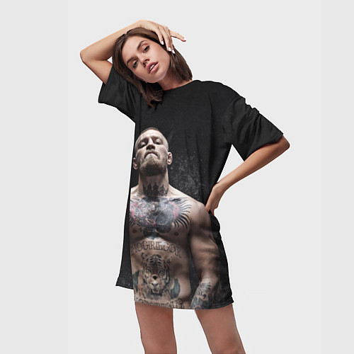 Женская длинная футболка Конор Макгрегор / 3D-принт – фото 3