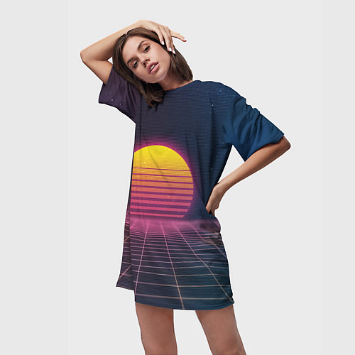 Женская длинная футболка Vapor Sunrise / 3D-принт – фото 3