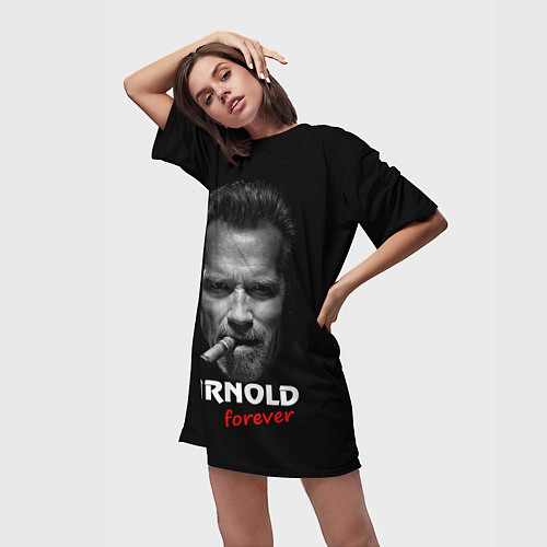 Женская длинная футболка Arnold forever / 3D-принт – фото 3