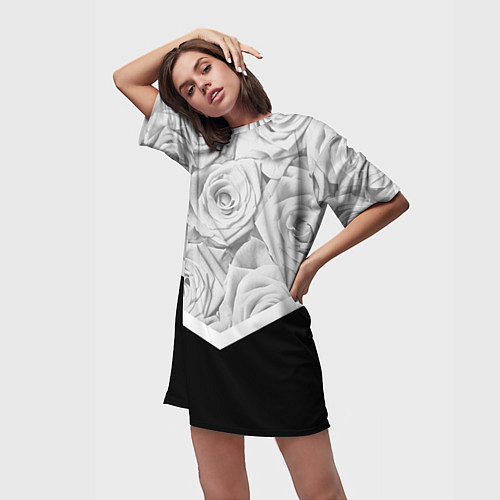 Женская длинная футболка Розы / 3D-принт – фото 3
