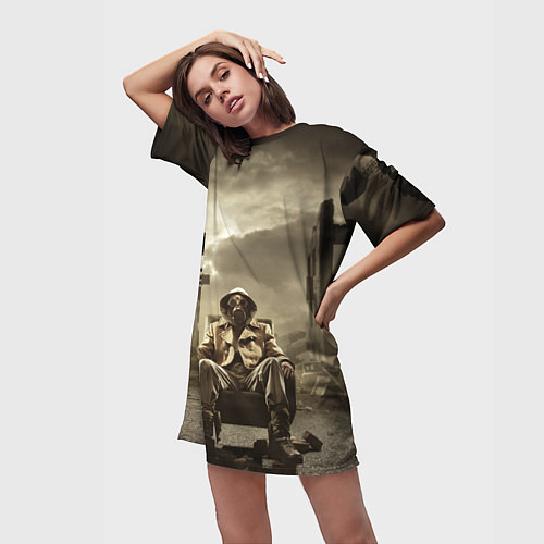 Женская длинная футболка Каменные джунги / 3D-принт – фото 3