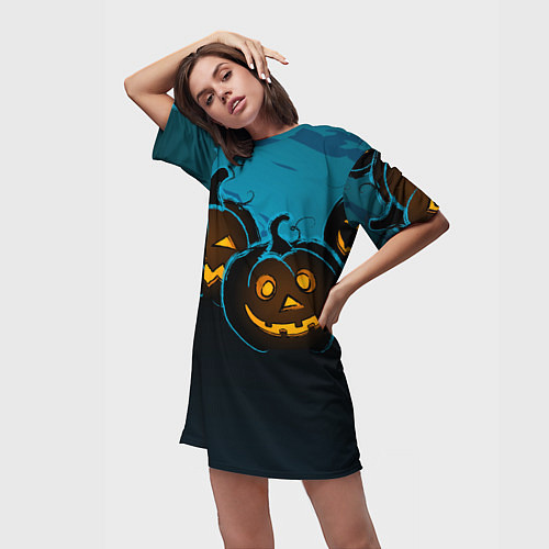 Женская длинная футболка Halloween3 / 3D-принт – фото 3
