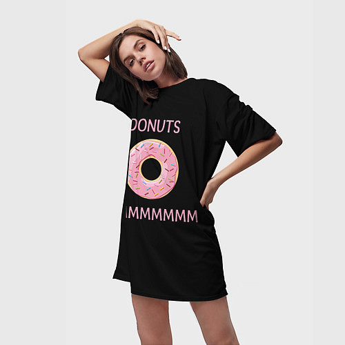 Женская длинная футболка Donuts / 3D-принт – фото 3