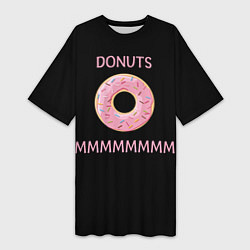 Футболка женская длинная Donuts, цвет: 3D-принт