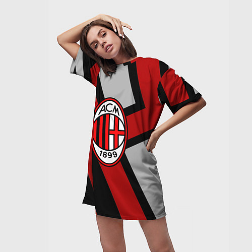 Женская длинная футболка Milan FC 1899 / 3D-принт – фото 3