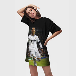 Футболка женская длинная Роналдо, цвет: 3D-принт — фото 2