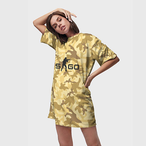 Женская длинная футболка CS GO: Dust / 3D-принт – фото 3